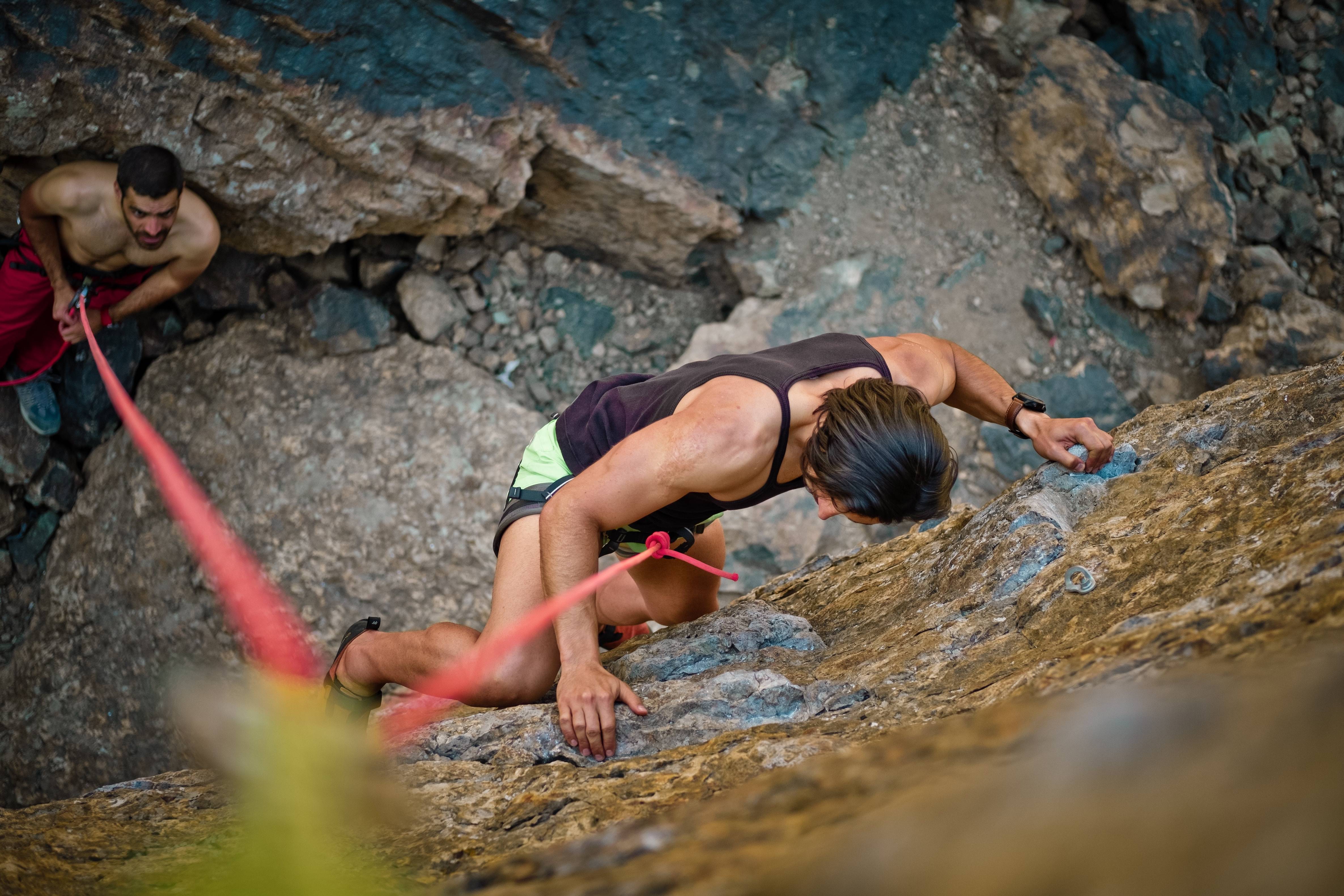 Climber in serene focus of imagination